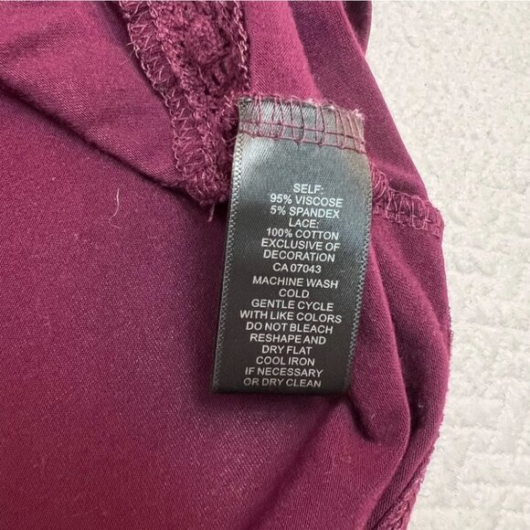 cable & Guage Burgundy 3/4 Sleeve Round Neck T-Shirt Top Size S - Picture 10 of 10